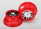 Wheels, SCT Split-Spoke, chrome, red beadlock style, dual profile (2.2" outer, 3.0" inner) (front/rear) (2)